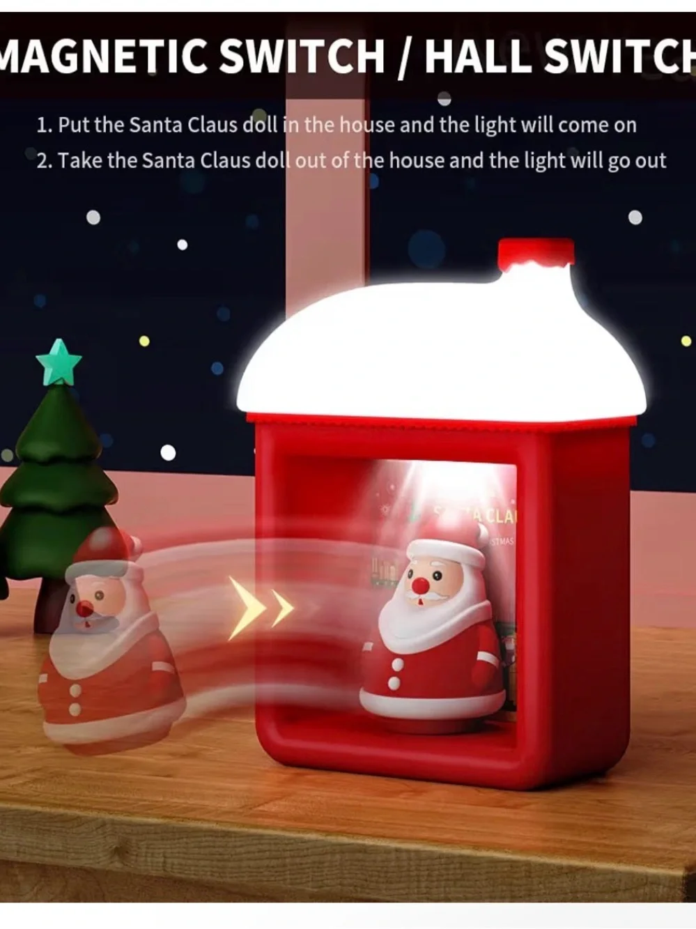 Snow House LED Lamp - 3D Santa Holiday Night Light